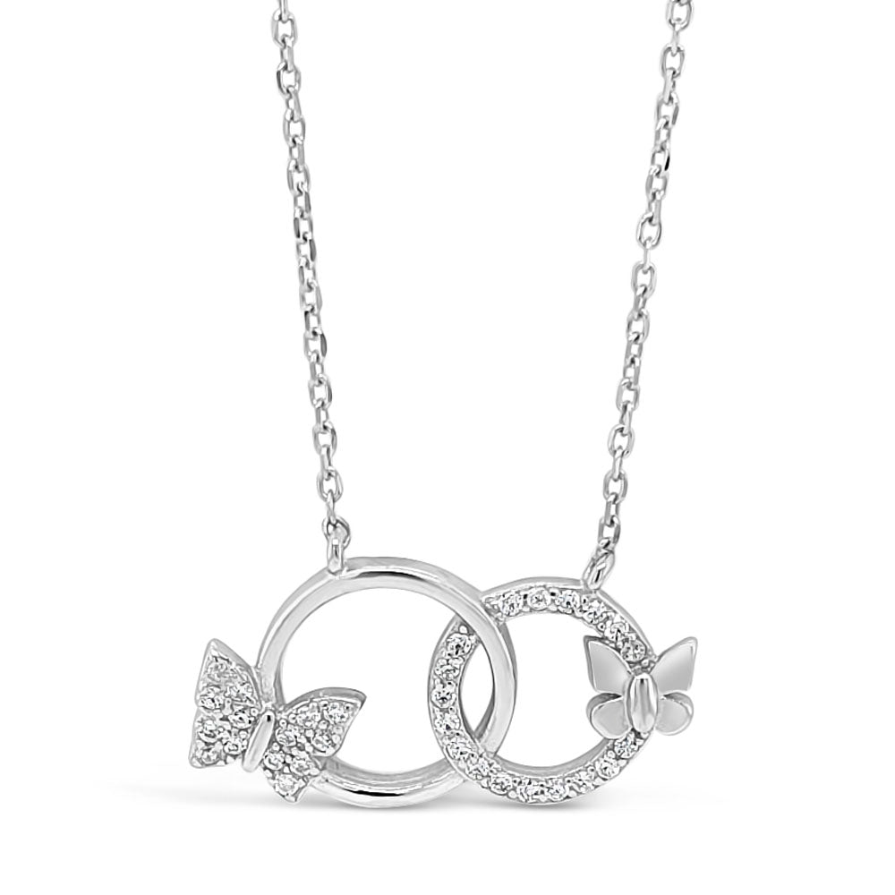 Ophelia Butterfly Children Sterling Silver Double Circle Pendant Gift Set